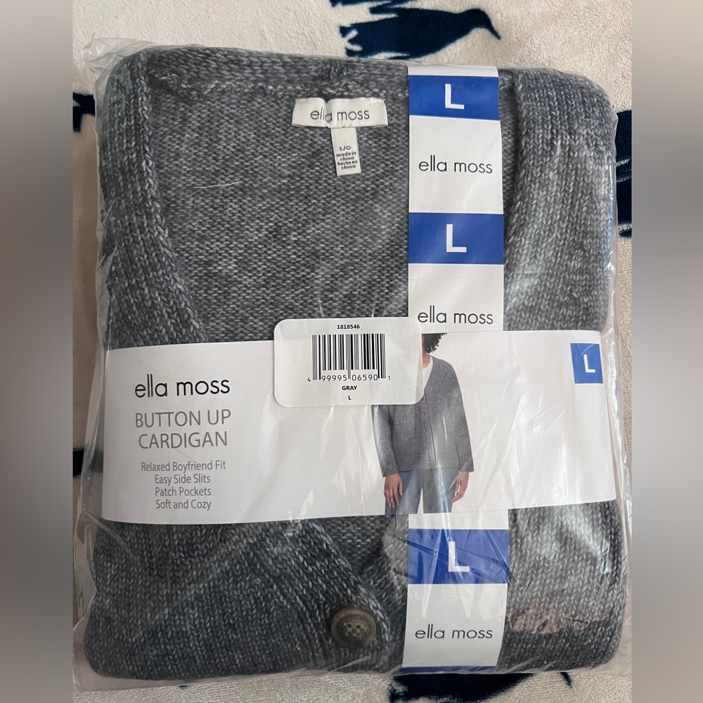 Ella Moss Charcoal Button-Up Cardigan